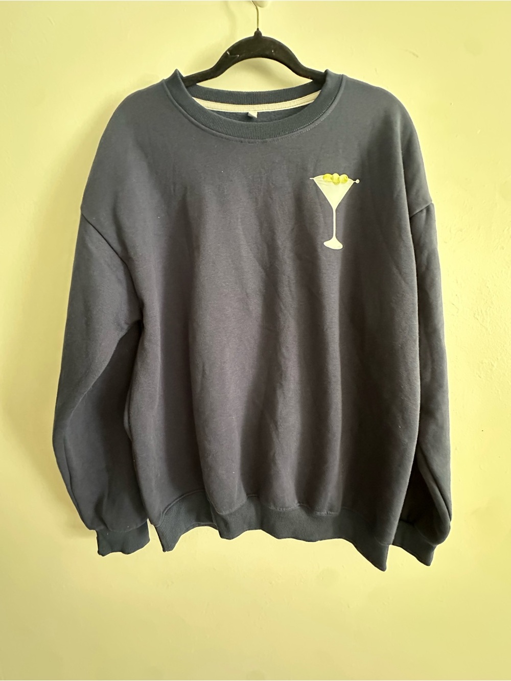 Unisex Navy Crewneck Sweatshirt with Martini Graphic